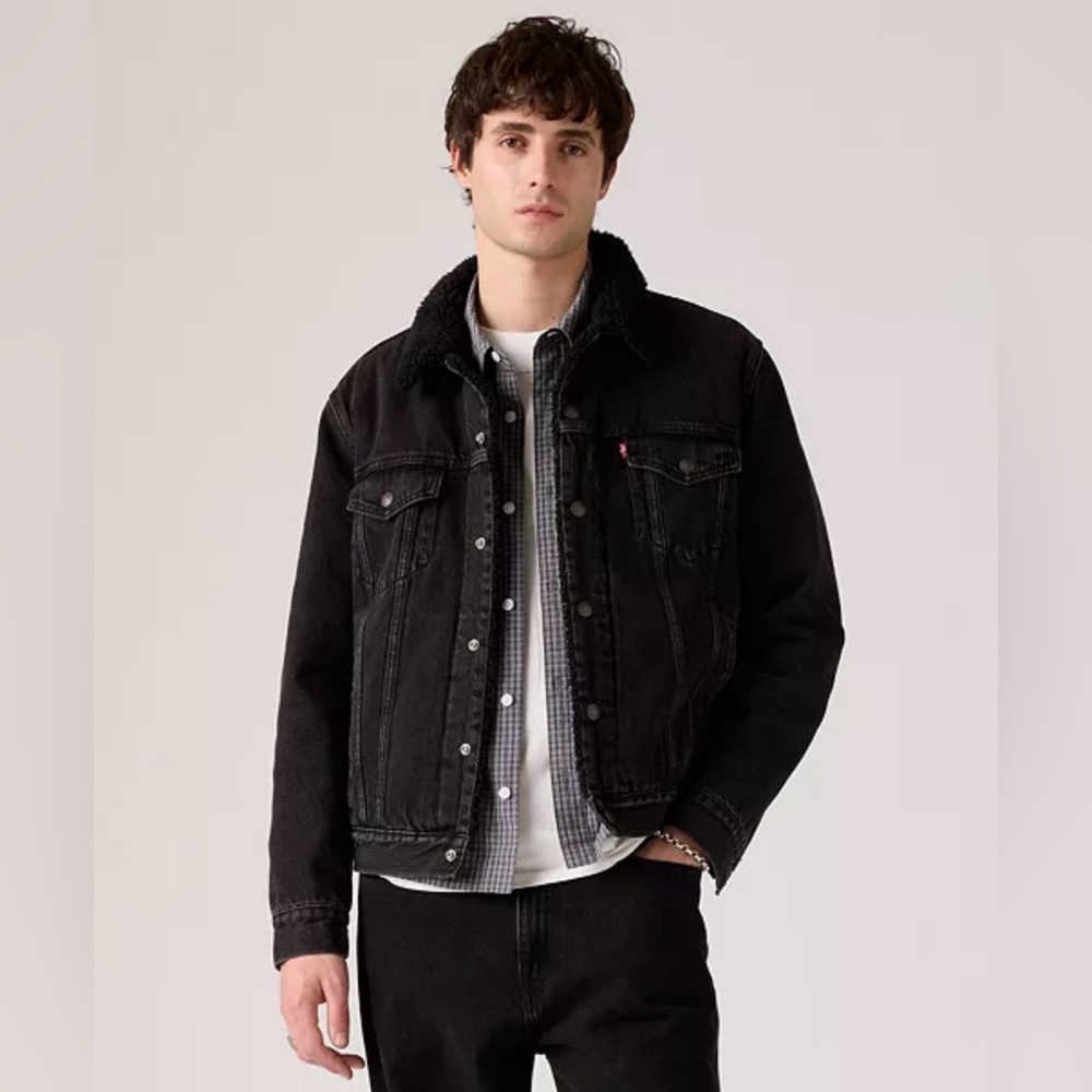 Levi’s Black Sherpa Denim Trucker Jacket